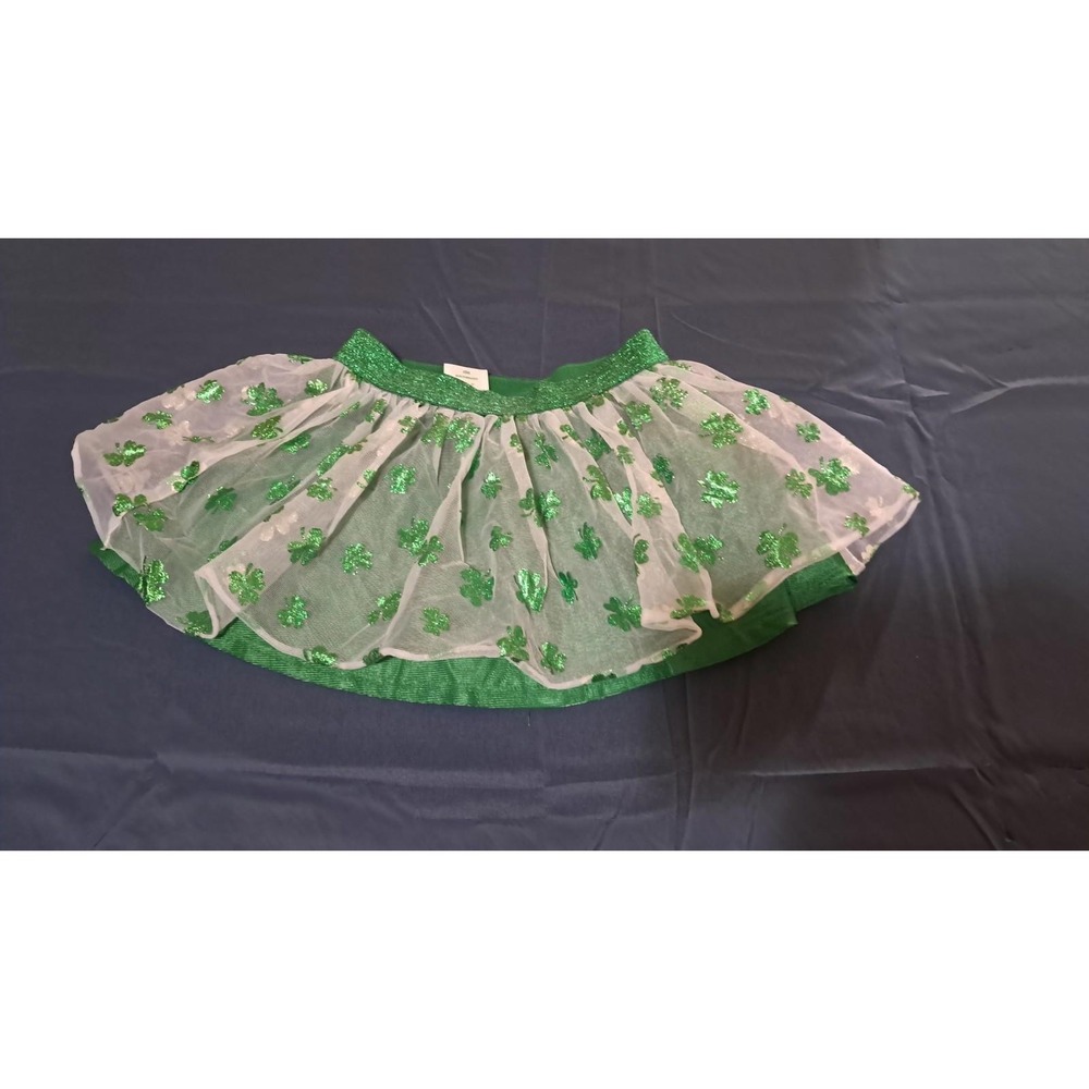 CELEBRATE St Patrick's Day Irish Shamrock tutu Crinoline Shiny Skirt 18M🍀